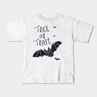 monochrome cute bat silhouette for halloween Kids T-Shirt